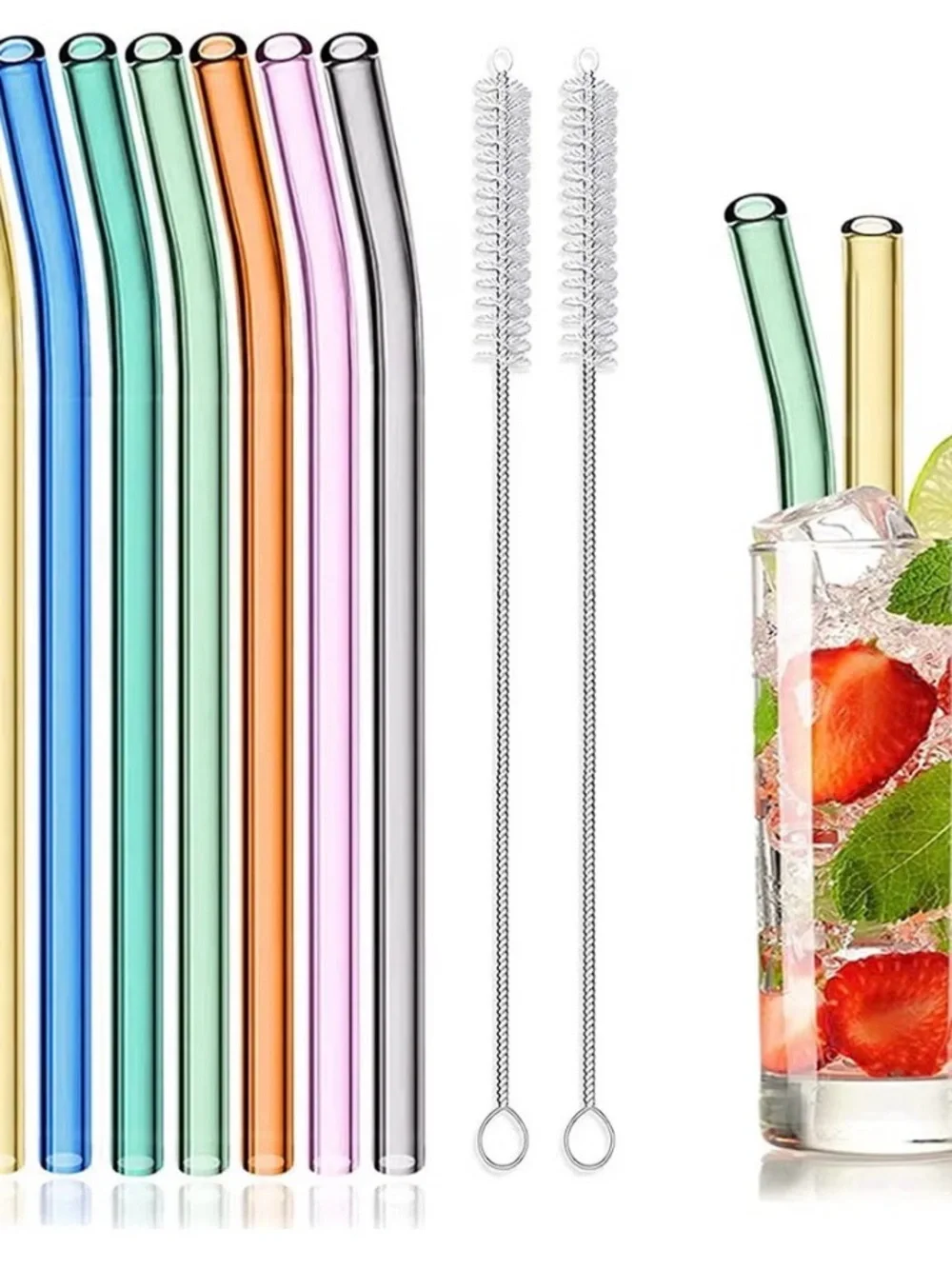 Glass Reusable Straw Set - Multicolor